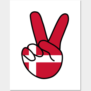 Denmark Flag V Sign Posters and Art